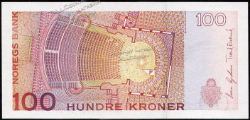 Банкнота Норвегия 100 крон 2003 года. P.49а - UNC - Банкнота Норвегия 100 крон 2003 года. P.49а - UNC