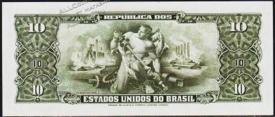 Бразилия 10 крузейро 1962г. P.177а - UNC - Бразилия 10 крузейро 1962г. P.177а - UNC