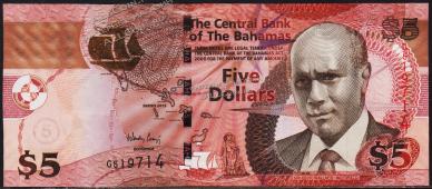 Багамские острова 5 долларов 2013г. P.NEW - UNC - Багамские острова 5 долларов 2013г. P.NEW - UNC