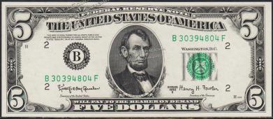 США 5 долларов 1950Е Р.438е - UNC "В" B-F - США 5 долларов 1950Е Р.438е - UNC "В" B-F