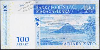 Мадагаскар 100 ариари (500 франков) 2004(16г.) Р.86c - UNC - Мадагаскар 100 ариари (500 франков) 2004(16г.) Р.86c - UNC