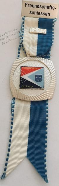 #294 Швейцария спорт Медаль Знаки. Товарищеские стрельбы в Офтринген. 1976 год.