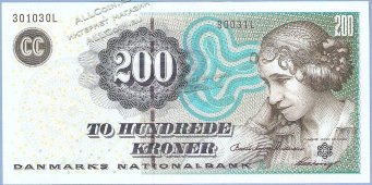 Банкнота Дания 200 крон 2003 года. P.62а(В0) - UNC  - Банкнота Дания 200 крон 2003 года. P.62а(В0) - UNC 
