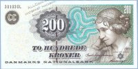 Банкнота Дания 200 крон 2003 года. P.62а(В0) - UNC 