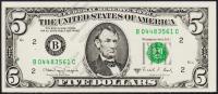 Банкнота США 5 долларов 1988А года. Р.481в - UNC "В" В-С