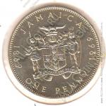  5-64	Ямайка 1 пенни 1969г КМ #42 PROOF медь-никель-цинк 7,3гр.