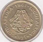 22-127 Южная Африка 1/2 цента 1961г.  - 22-127 Южная Африка 1/2 цента 1961г. 