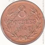 8-48 Гернси 8 дублей 1947г. КМ # 14 бронза 9,7гр. 31,7мм