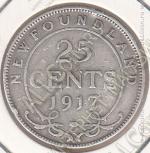 23-125 Ньюфаундленд 25 центов 1917 г. КМ # 17 серебро 5,8319гр