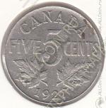 28-180 Канада 5 центов 1927г. КМ # 29 никель 4,6гр.
