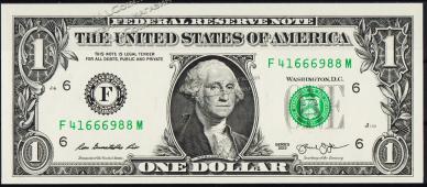  Банкнота США 1 доллар 2013 года. UNC "F" F-M -  Банкнота США 1 доллар 2013 года. UNC "F" F-M
