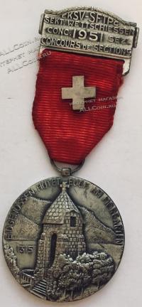 #211 Швейцария спорт Медаль Знаки.  Стрельбы во имя сохранения истории. 1951 год.