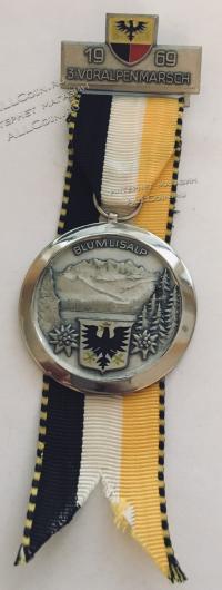 #295 Швейцария спорт Медаль Знаки. Медаль 3-го восхождения на Bluemlisalp. 1969 год.