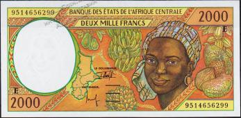 Банкнота Камерун 2000 франков 1995 года. P.203Ec - UNC - Банкнота Камерун 2000 франков 1995 года. P.203Ec - UNC
