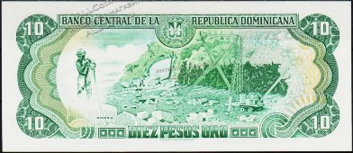Банкнота Доминикана 10 песо 1996 года. P.153а - UNC - Банкнота Доминикана 10 песо 1996 года. P.153а - UNC