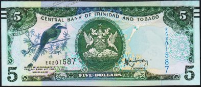 Банкнота Тринидад и Тобаго 5 долларов 2006 (2015 года.) P.NEW - UNC - Банкнота Тринидад и Тобаго 5 долларов 2006 (2015 года.) P.NEW - UNC