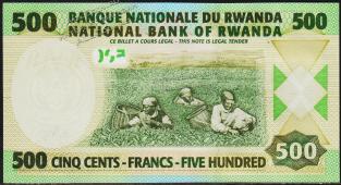 Руанда 500 франков 2008г. P.34 UNC - Руанда 500 франков 2008г. P.34 UNC