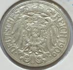 #001 Германия 25 пенни 1909г. Серебро  (F)