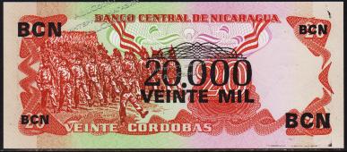 Никарагуа 20.000 кордоба 1987г. P.147 UNC на 20 кордоба 1984г.  - Никарагуа 20.000 кордоба 1987г. P.147 UNC на 20 кордоба 1984г. 