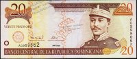 Банкнота Доминикана 20 песо 2000 года. P.160 UNC