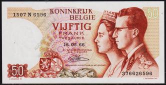 Бельгия 50 франков 1966г. Р.139(4) - UNC - Бельгия 50 франков 1966г. Р.139(4) - UNC