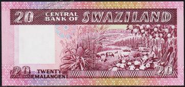 Свазиленд 20 эмалангени 1985г. P.11в - UNC - Свазиленд 20 эмалангени 1985г. P.11в - UNC