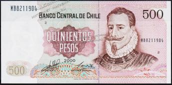 Чили 500 песо 2000г. P.153е(7) - UNC - Чили 500 песо 2000г. P.153е(7) - UNC