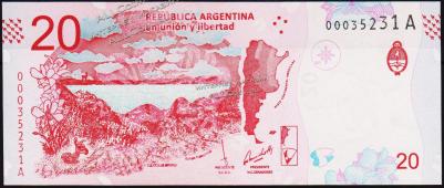 Банкнота Аргентина 20 песо 2017 год. P.NEW - UNC "А"  - Банкнота Аргентина 20 песо 2017 год. P.NEW - UNC "А" 