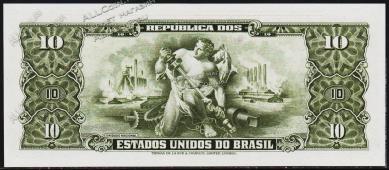 Бразилия 10 крузейро 1962г. P.177в - UNC - Бразилия 10 крузейро 1962г. P.177в - UNC