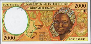 Банкнота Камерун 2000 франков 2000 года. P.203Eg - UNC - Банкнота Камерун 2000 франков 2000 года. P.203Eg - UNC
