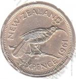  5-106	Новая Зеландия 6 пенса 1961г. КМ # 26,2 медно-никелевая 2,83гр. 19,3мм