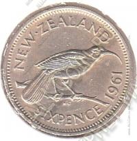  5-106	Новая Зеландия 6 пенса 1961г. КМ # 26,2 медно-никелевая 2,83гр. 19,3мм