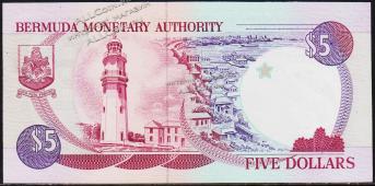 Бермуды 5 долларов 1989г. P.35в(2) - UNC - Бермуды 5 долларов 1989г. P.35в(2) - UNC