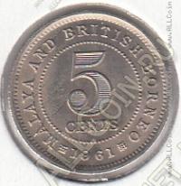 16-54 Малайя и Борнео 5 центов 1961г. КМ # 1 UNC медно-никелевая 1,41гр. 16мм