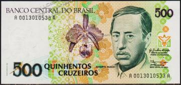 Банкнота Бразилия 500 крузадо 1990 года. P.230 UNC - Банкнота Бразилия 500 крузадо 1990 года. P.230 UNC