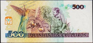 Банкнота Бразилия 500 крузадо 1990 года. P.230 UNC - Банкнота Бразилия 500 крузадо 1990 года. P.230 UNC