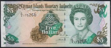 Каймановы острова 5 долларов 2005г. P.34в - UNC - Каймановы острова 5 долларов 2005г. P.34в - UNC