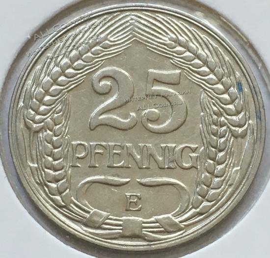 #003 Германия 25 пенни 1910г. Серебро  UNC. 