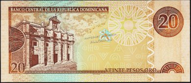 Банкнота Доминикана 20 песо 2002 года. P.169в - UNC - Банкнота Доминикана 20 песо 2002 года. P.169в - UNC