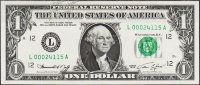 Банкнота США 1 доллар 1974 года. Р.455 UNC "L" L-A