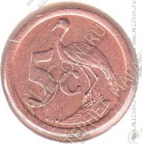 6-44 Южная Африка 5 центов 1995 г. KM# 134 Сталь плакированная медью 4,5 гр. 21,0 мм.