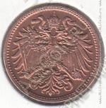 19-107 Австрия 2 геллера 1910г. КМ # 2801 бронза 3,35гр. 19мм