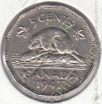 15-133 Канада 5 центов 1947г. КМ # 39а никель 4,5гр.