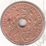23-129 Индия (Нидерланды) 1 цент 1937г. КМ # 317 бронза 4,8гр. 23мм