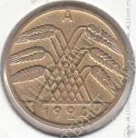 21-5 Германия 10 рейхспфеннигов 1924г. КМ # 40 А алюминий-бронза 4,05гр. 21мм