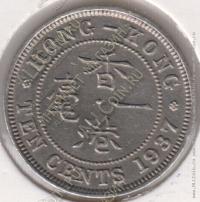 6-7 Гонконг 10 центов 1937г. KM# 21 UNC никель 4,5гр 20,5мм