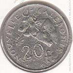 25-170 Новая Каледония 20 франков 1970г. КМ # 6 никелевая 10,0гр. 28,5мм