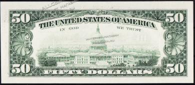 Банкнота США 50 долларов 1990 года. Р.488 UNC "H" H-А - Банкнота США 50 долларов 1990 года. Р.488 UNC "H" H-А