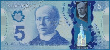 Банкнота Канада 5 долларов 2013 года. P.106с - UNC - Банкнота Канада 5 долларов 2013 года. P.106с - UNC