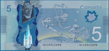 Банкнота Канада 5 долларов 2013 года. P.106с - UNC - Банкнота Канада 5 долларов 2013 года. P.106с - UNC